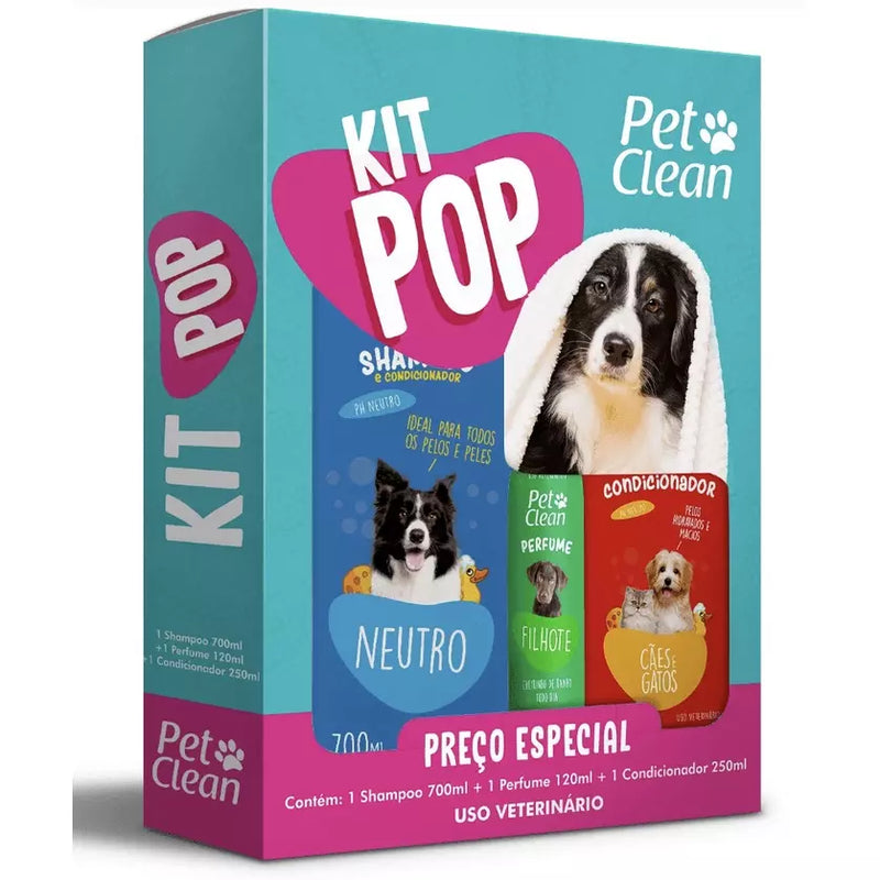 Kit Pop Pet Clean Shampoo, Condicionador e Perfume - aumigodepatas