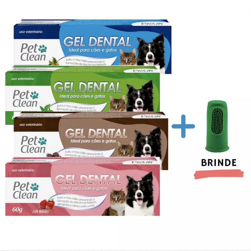 Creme Dental Pet Clean + Escova Dedeira para Cães e Gato (GRÁTIS) - aumigodepatas