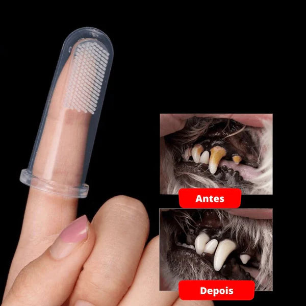 Escova de dente de dedo para pet - aumigodepatas