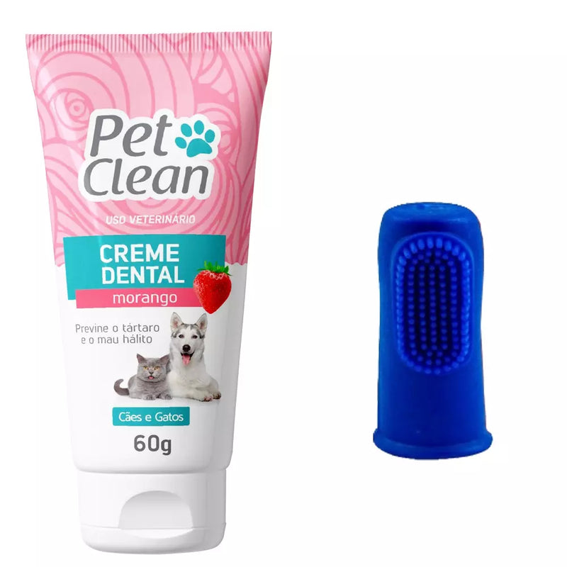 Creme Dental Pet Clean + Escova Dedeira para Cães e Gato (GRÁTIS) - aumigodepatas