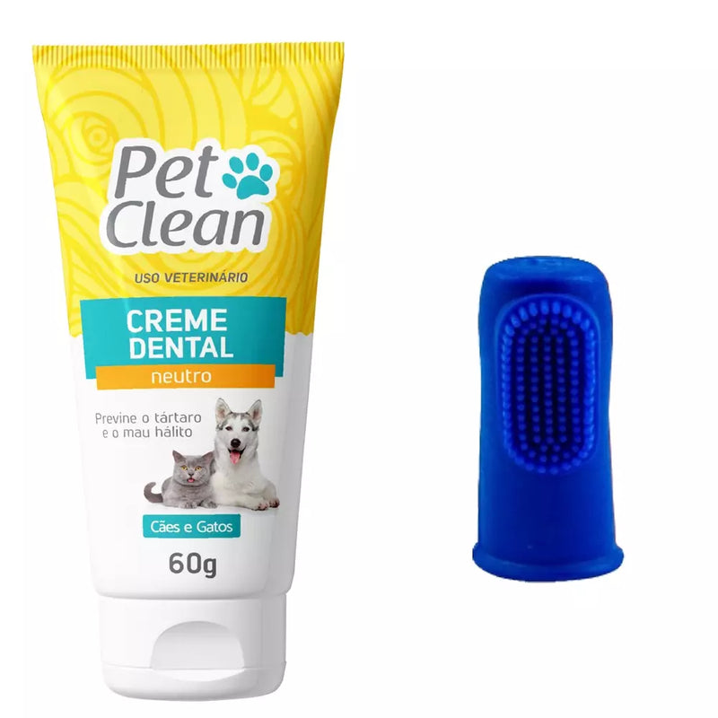 Creme Dental Pet Clean + Escova Dedeira para Cães e Gato (GRÁTIS) - aumigodepatas