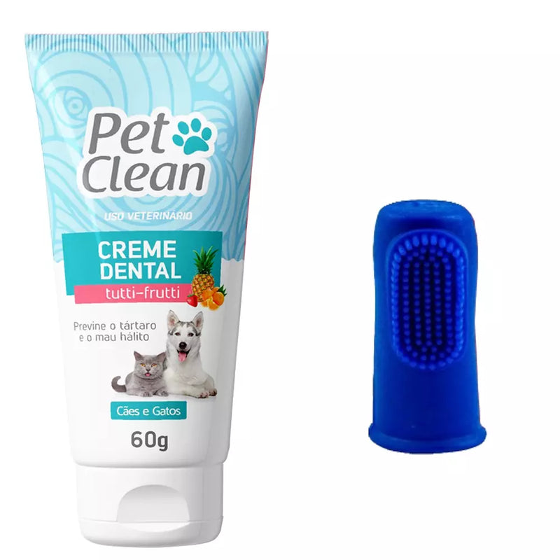 Creme Dental Pet Clean + Escova Dedeira para Cães e Gato (GRÁTIS) - aumigodepatas