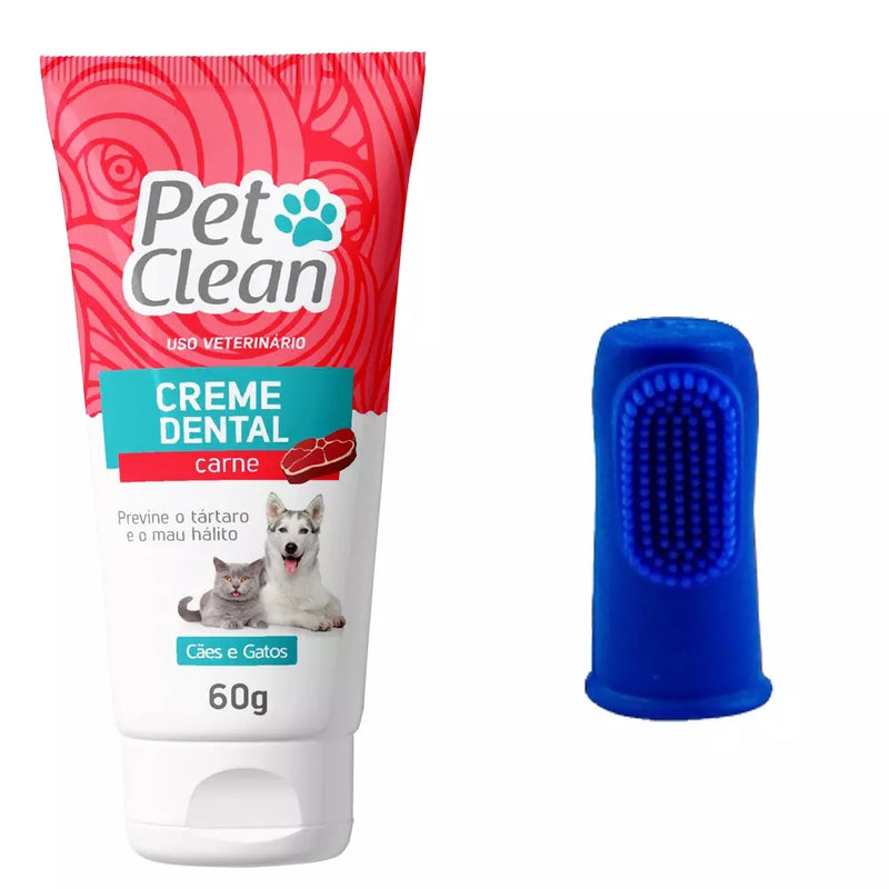 Creme Dental Pet Clean + Escova Dedeira para Cães e Gato (GRÁTIS) - aumigodepatas